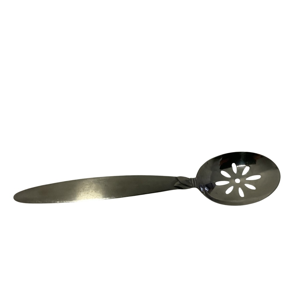 Pfaltzgraff Pistachio 18/0 Stainless Slotted Serving Spoon Floral Pierced‎ Bowl